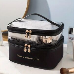 Double Layer Cosmetic Bag, Portable Waterproof Toiletries Storage Bag,Travel Bag